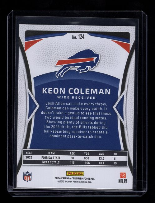 2024 Certified Mirror Orange #124 Keon Coleman #'d /150 (Buffalo Bills)