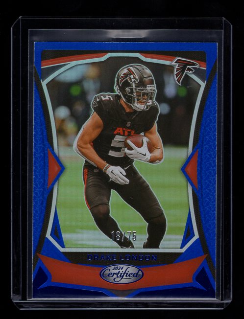 2024 Certified Mirror Blue #42 Drake London #'d /75 (Atlanta Falcons)