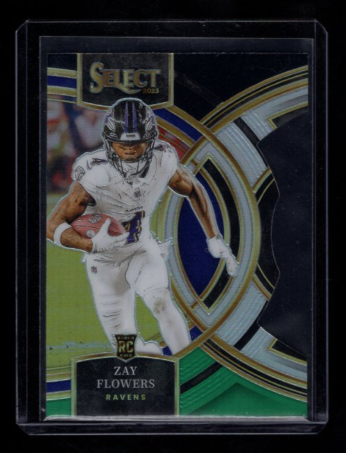 2023 Select Prizm Black and Green Die Cut #157 Zay Flowers (Baltimore Ravens)