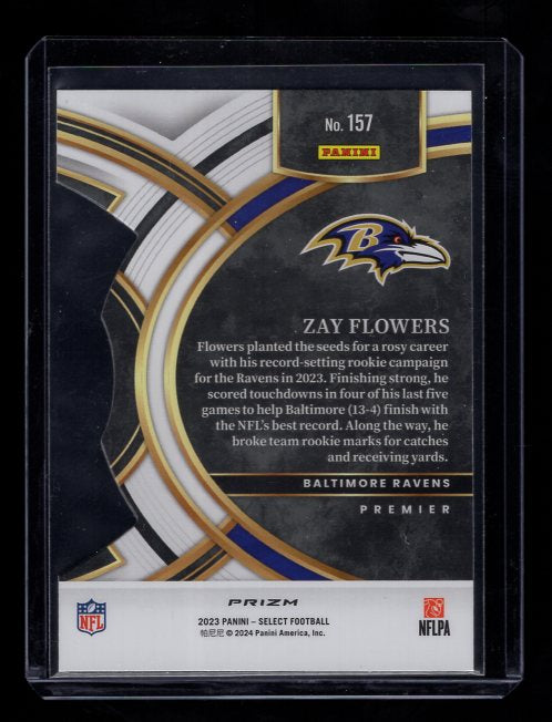 2023 Select Prizm Black and Green Die Cut #157 Zay Flowers (Baltimore Ravens)