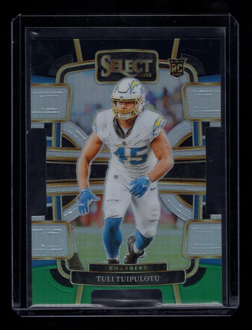 2023 Select Prizm Black and Green Die Cut #53 Tuli Tuipulotu (Los Angeles Chargers)