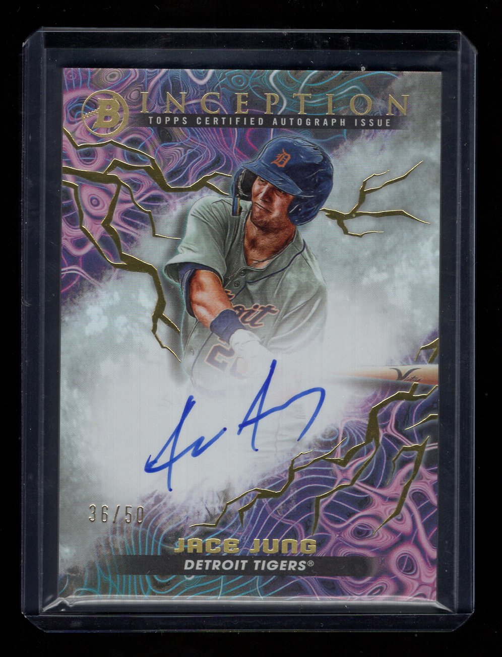 2023 Bowman Inception #PPA-JJ Jace Jung Auto Gold Foil Electric #'d /50 (Tigers)