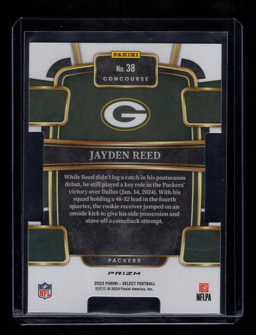 2023 Select Prizm Black and Green Die Cut #38 Jayden Reed (Green Bay Packers)