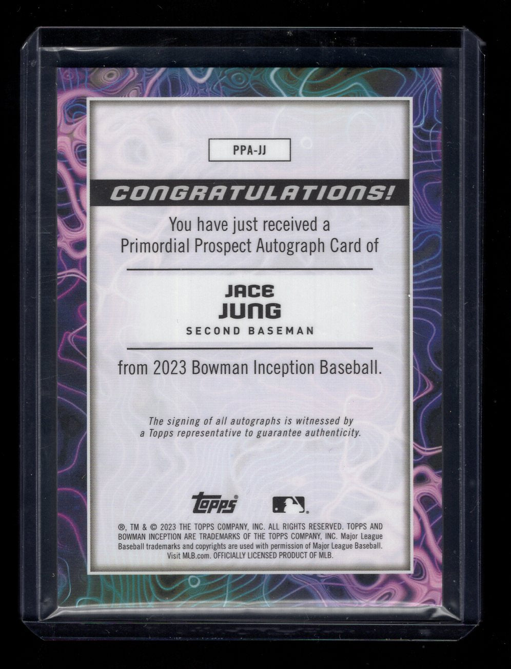 2023 Bowman Inception #PPA-JJ Jace Jung Auto Gold Foil Electric #'d /50 (Tigers)