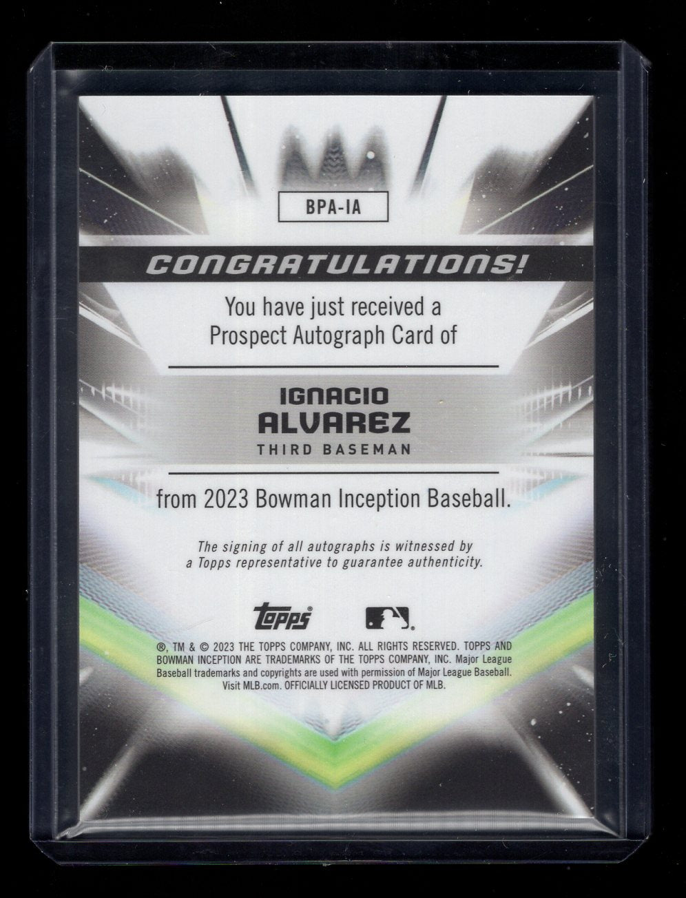 2023 Bowman Inception Baseball Ignacio Alvarez AUTO #/399 (Atlanta Braves)