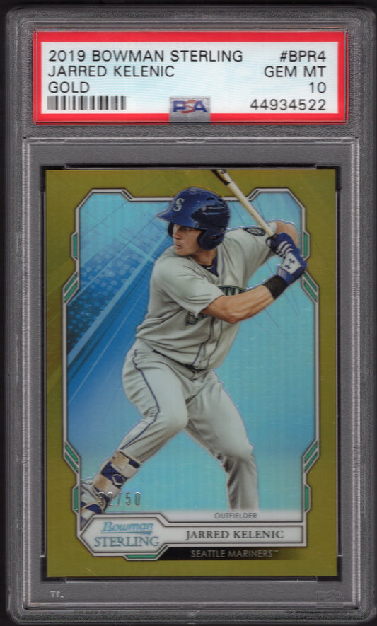 2019 Bowman Sterling Gold Refractor #BPR4 Jarred Kelenic #d /50 (Mariners) PSA 10