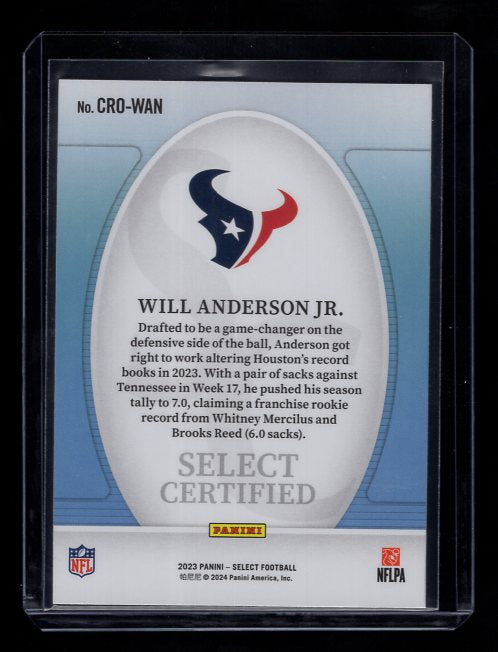 2023 Select Certified Rookies #4 Will Anderson Jr. (Houston Texans)