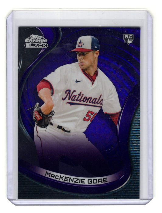 2022 Topps Chrome Black #90 MacKenzie Gore Purple Mini Diamonds Refractor Rookie #'d /150 (Nationals)