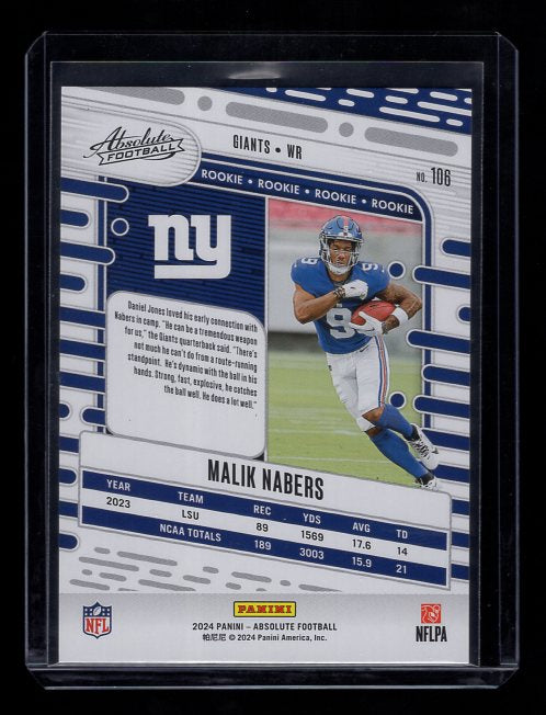 2024 Panini Absolute #106 Malik Nabers (New York Giants)