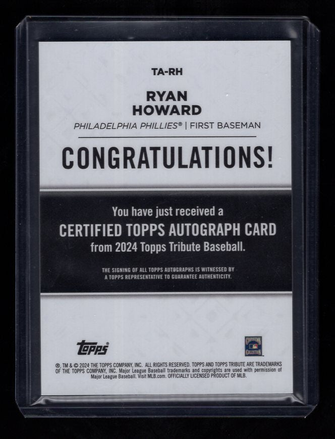 2024 Topps Tribute #TARH Ryan Howard Autographs #'d /199 (Philadelphia Phillies)