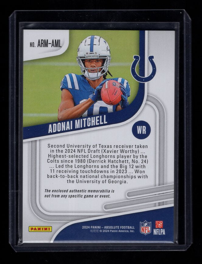 2024 Absolute #ARM-AML Rookie Jersey Patch Adonai Mitchell (Indianapolis Colts)