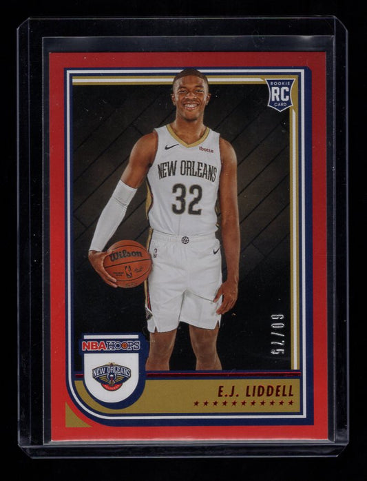 2022-23 NBA Hoops #266 E.J. Liddell RED #'d /75 (New Orleans Pelicans)