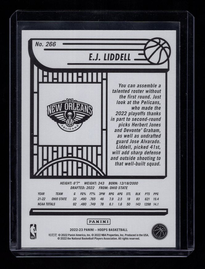 2022-23 NBA Hoops #266 E.J. Liddell RED #'d /75 (New Orleans Pelicans)