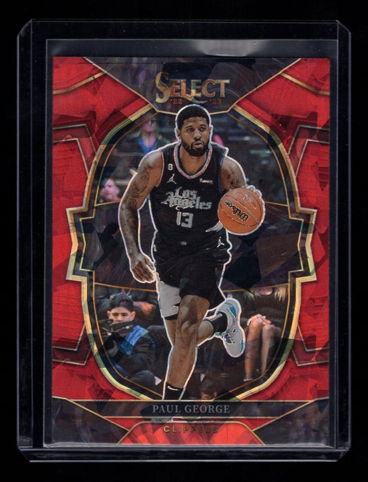 2022-23 Select Prizms "Red Cracked Ice" #16 Paul George (Los Angeles Clippers)