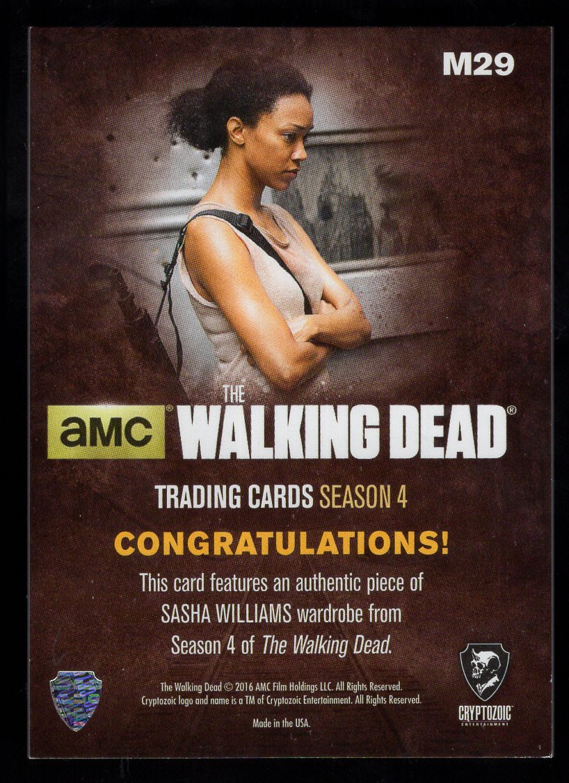 2016 The Walking Dead Trading Cards Season 4 Wardrobe M29 Sasha Williams