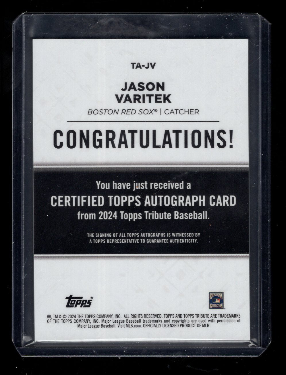 2024 Topps Tribute  #TA-JV Jason Varitek Autograph #'d /25 (Boston Red Sox)