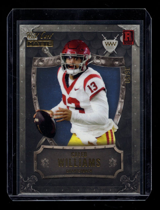 2023 Wild Card Matte Weekend Warrior #WW-CW Caleb Willimas Rookie RC #'d /50 (USC / BEARS)