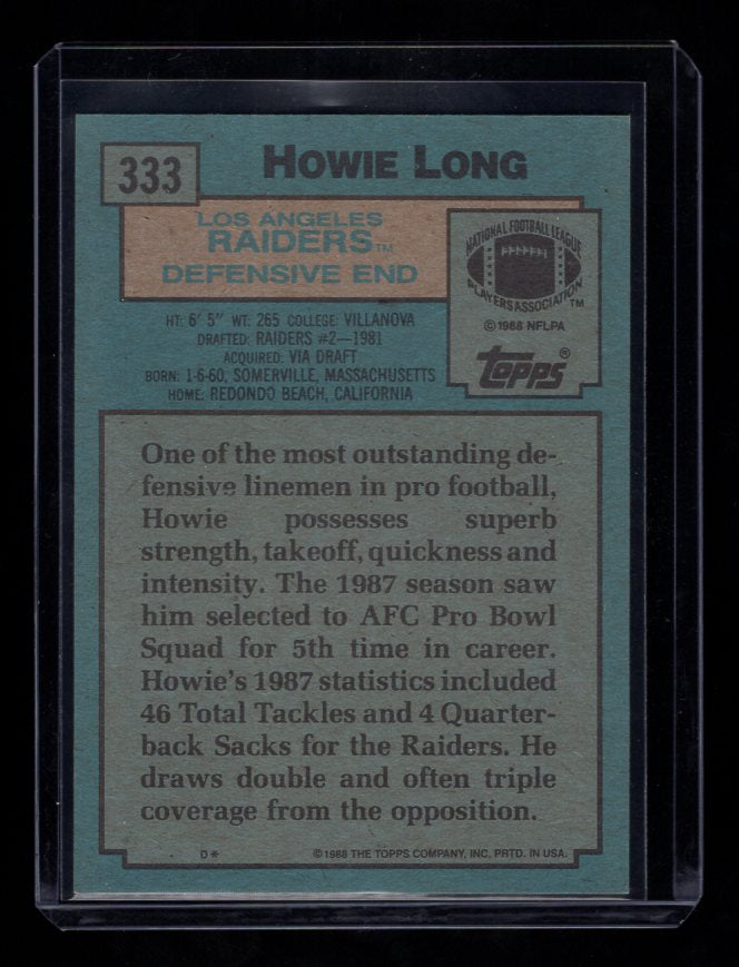 1988 Topps #333 Howie Long (Los Angeles Raiders)