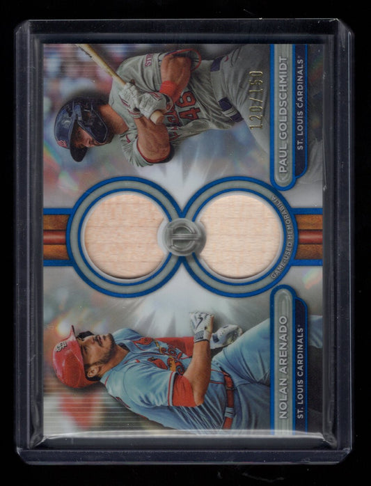 2024 Topps Tribute #DR2-AG Nolan Arenado / Paul Goldschmidt Dual Relic Bats Blue #'d /150 (Cardinals)