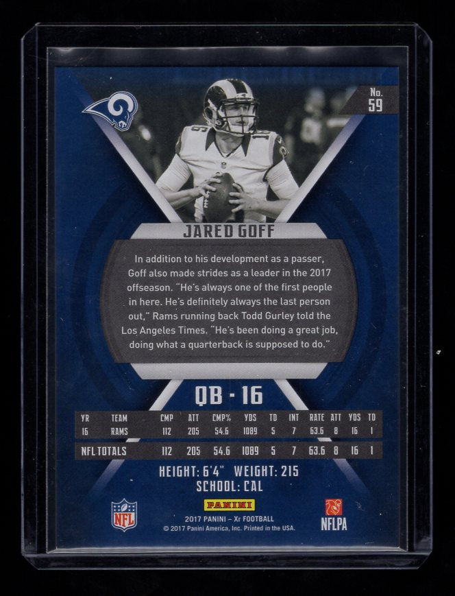 2017 Panini XR Red #59 Jared Goff #'d 228/299 (Los Angeles Rams)