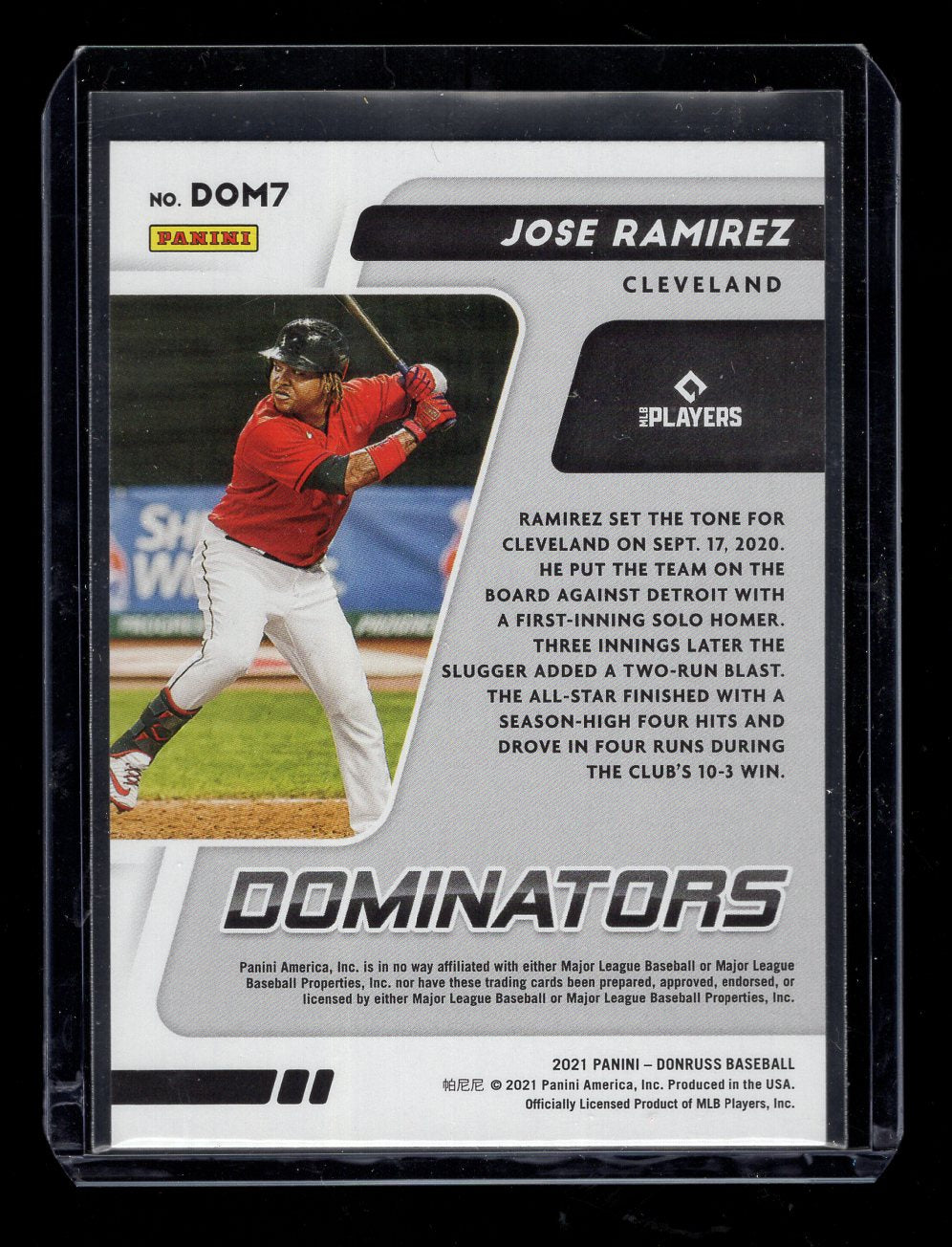 2021 Donruss Dominators Diamond #7 Jose Ramirez (Cleveland Indians)