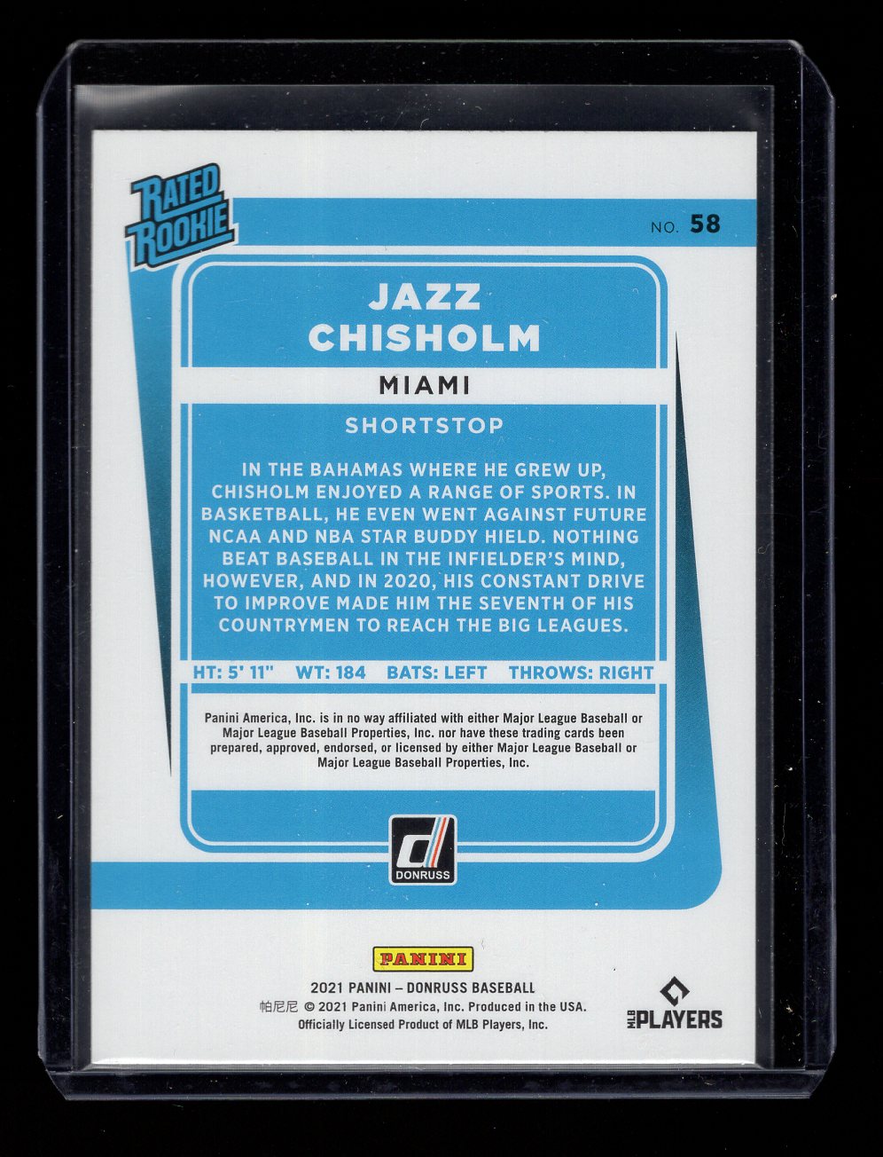 2021 Donruss #58 Jazz Chisholm Rated Rookie (Miami Marlins)