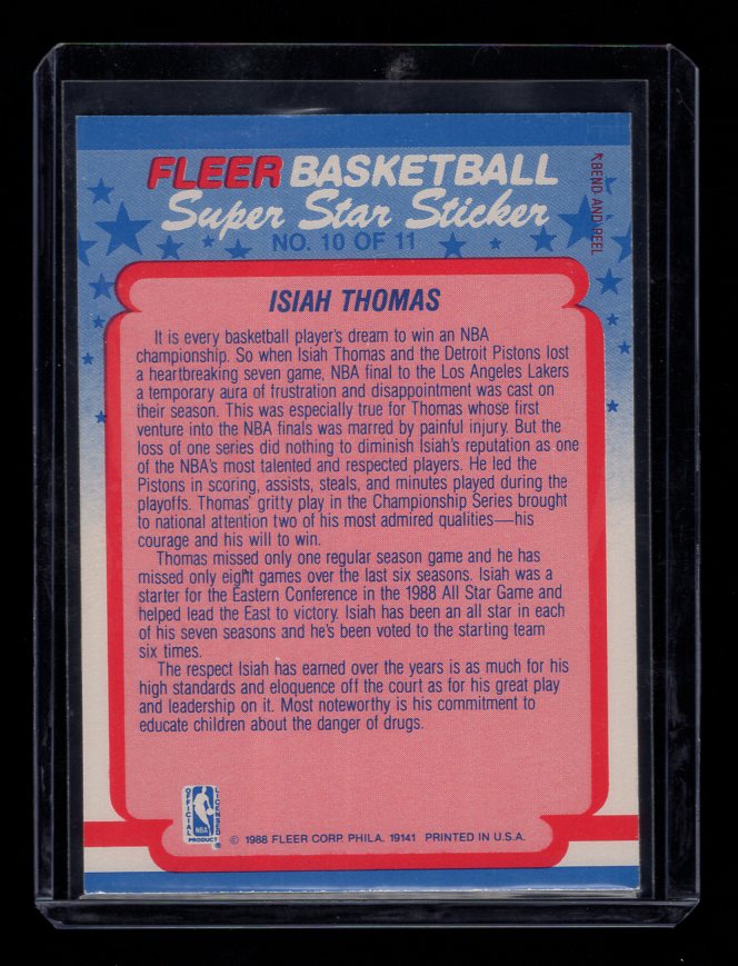 1988-89 Fleer Stickers #10 Isiah Thomas (Detroit Pistons)