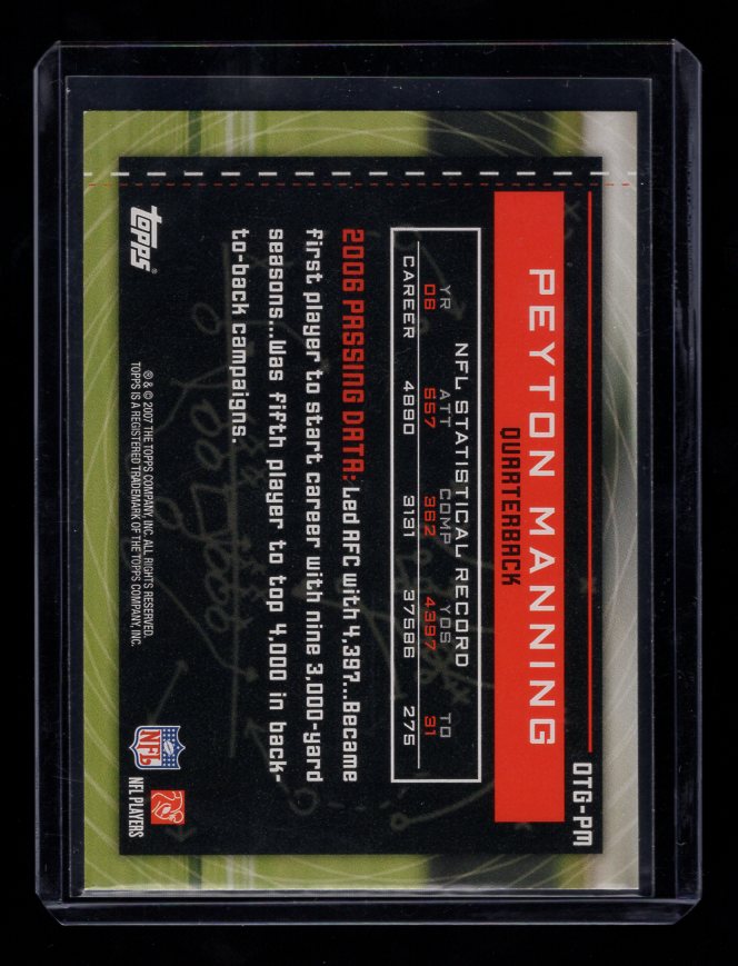 2007 Topps Own The Game #OTGPM Peyton Manning (Indianapolis Colts)