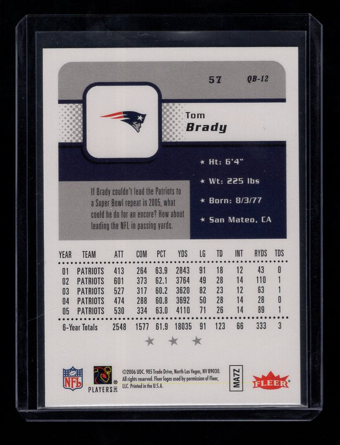 2006 Fleer #57 Tom Brady (New England Patriots)