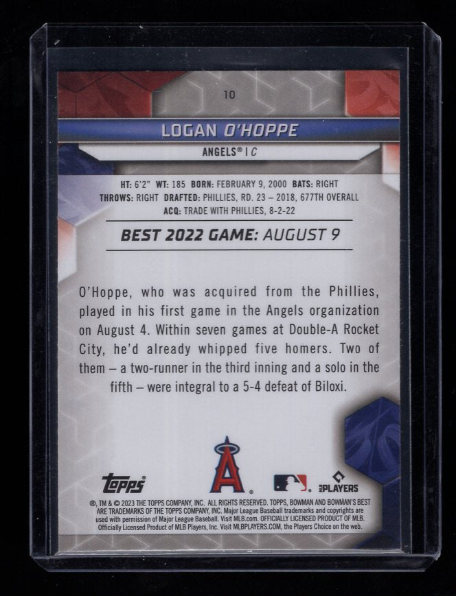 2023 Bowman's Best #10 Logan O'Hoppe Rookie (Los Angeles Angels)