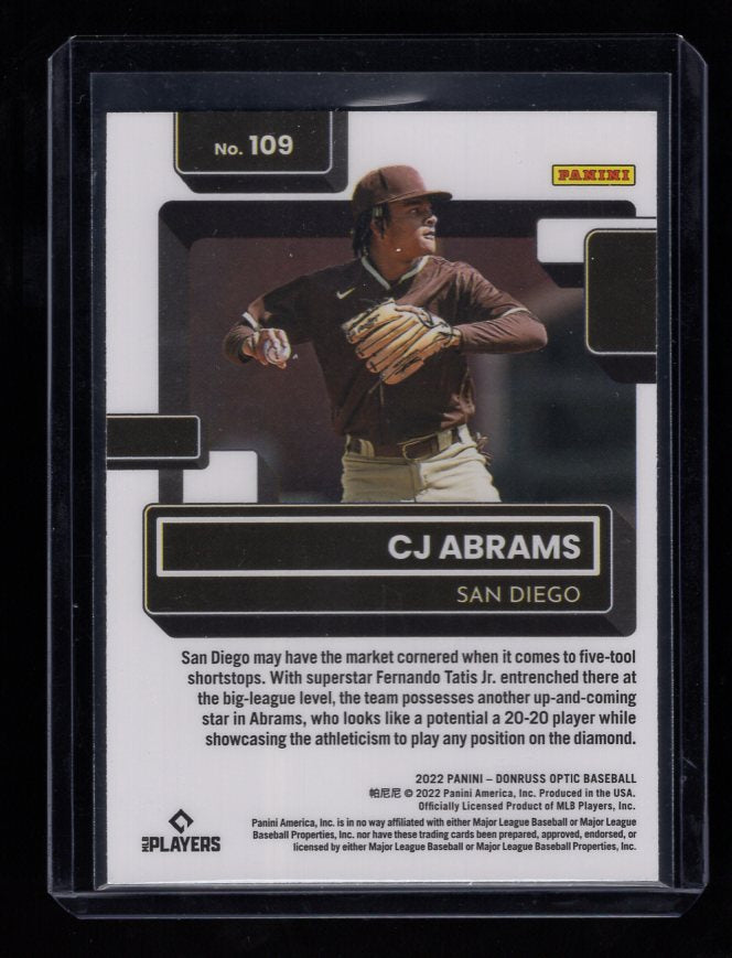 2022 Donruss Optic #109 CJ Abrams Rated Rookies (San Diego Padres)