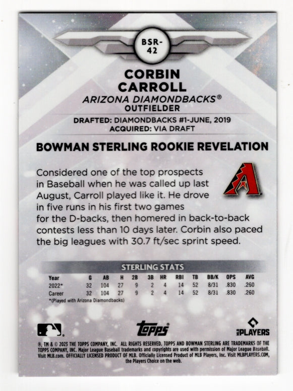 2023 Bowman Sterling Corbin Carroll Rookie #BSR-42 (Diamondbacks)