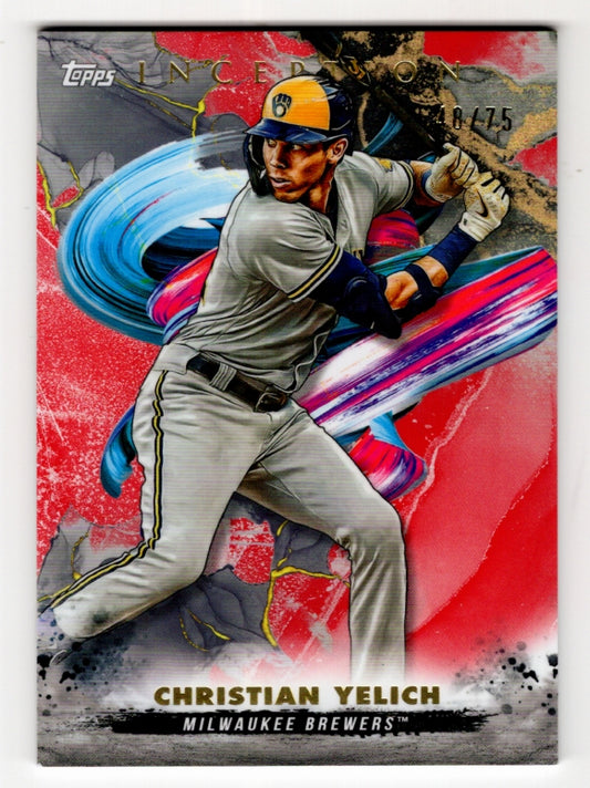 2023 Topps Inception Red #72 Christian Yelich #'d /75 (Brewers)