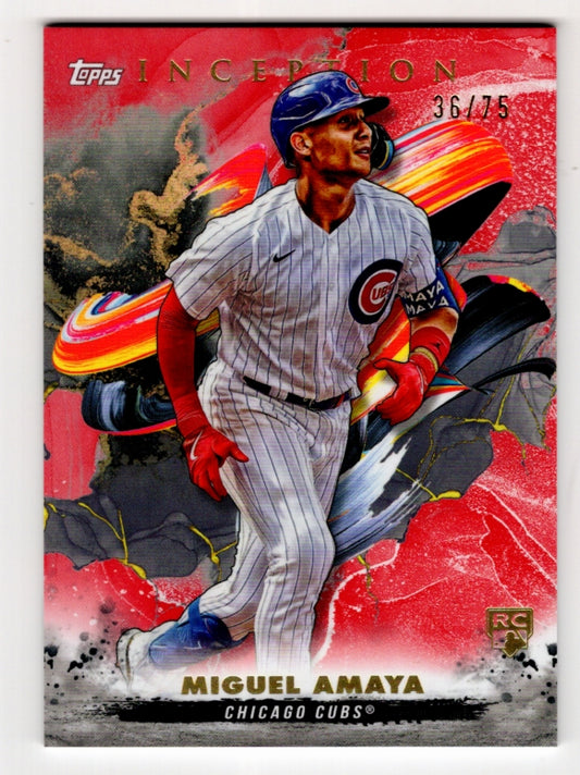 2023 Topps Inception Red #114 Miguel Amaya Rookie #'d /75 (Cubs)