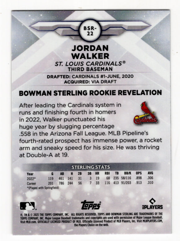 2023 Topps Bowman Sterling Jordan Walker RC #BSR-22 (St Louis Cardinals)