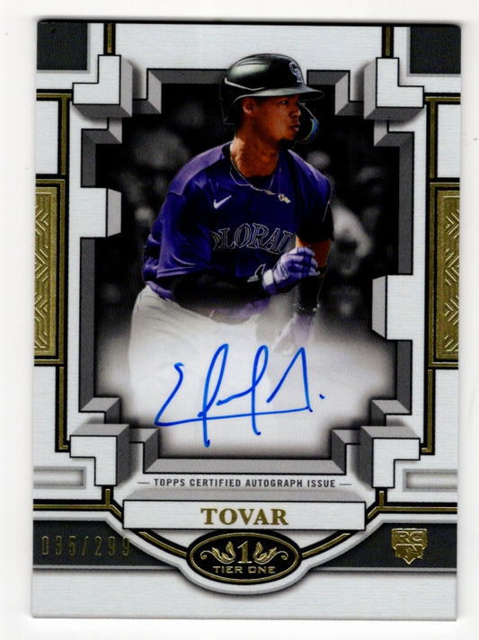 2023 Topps Tier One Ezequiel Tovar On-Card Auto Rookie #'d /299 (Rockies)