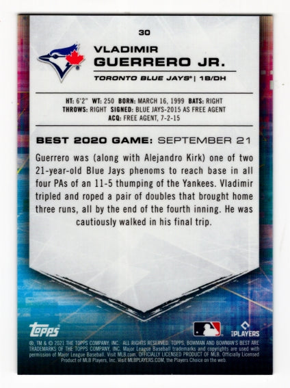 2021 Bowman's Best Vladimir Guerrero Jr Gold Refractor #'d 35/50 (Blue Jays)