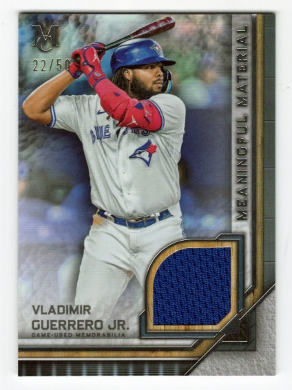 2023 topps Museum Collection Vladimir Guerrero Jr. "Meaningful Material" Relic #'d /50 (Blue Jays)