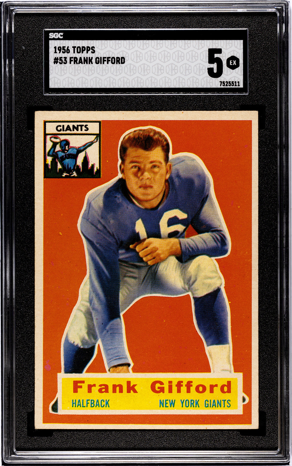 1956 Topps #53 Frank GIfford Graded SGC 5 (New York Giants)