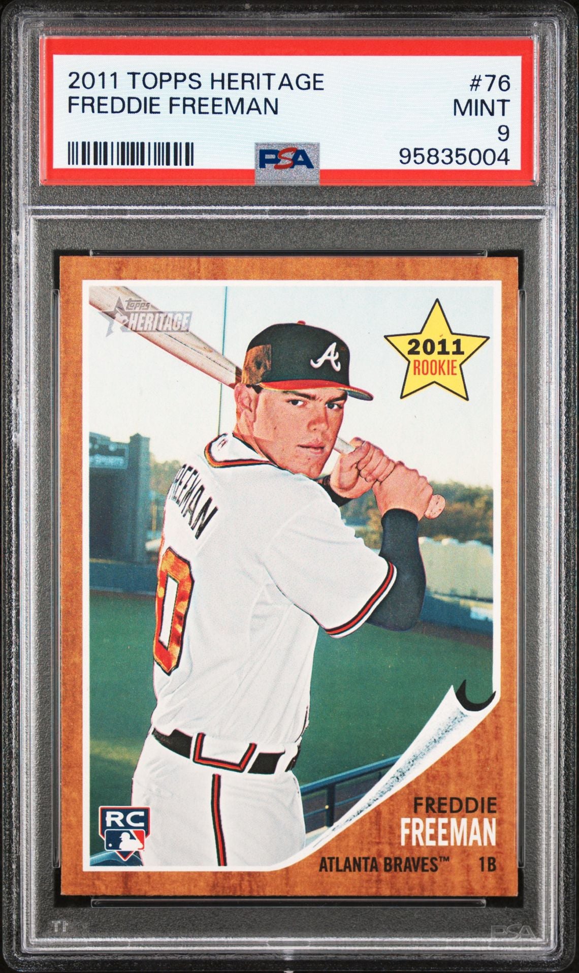 2011 Topps Heritage Freddie Freeman Rookie Card #76 (Atlanta Braves) PSA 9