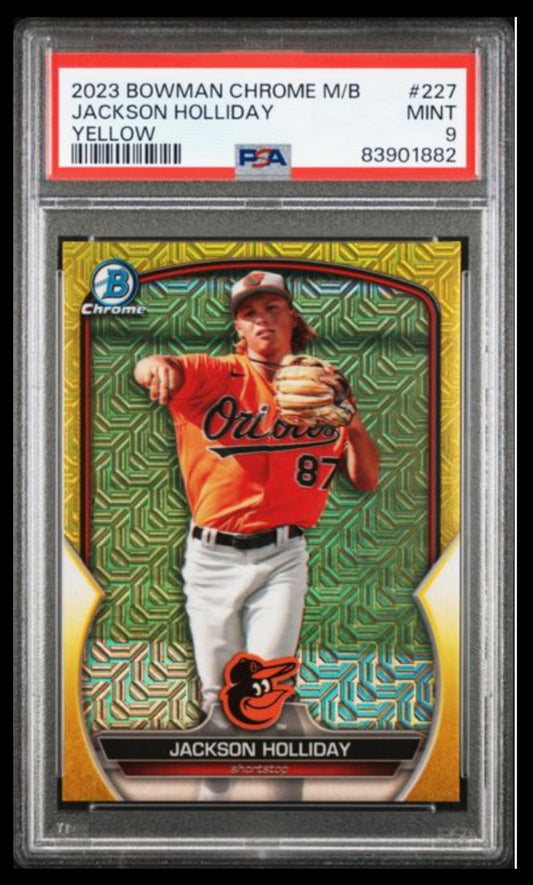 2023 Bowman Mega Box Chrome #227 Jackson Holliday Mega Box Yellow (Orioles) Graded PSA 9