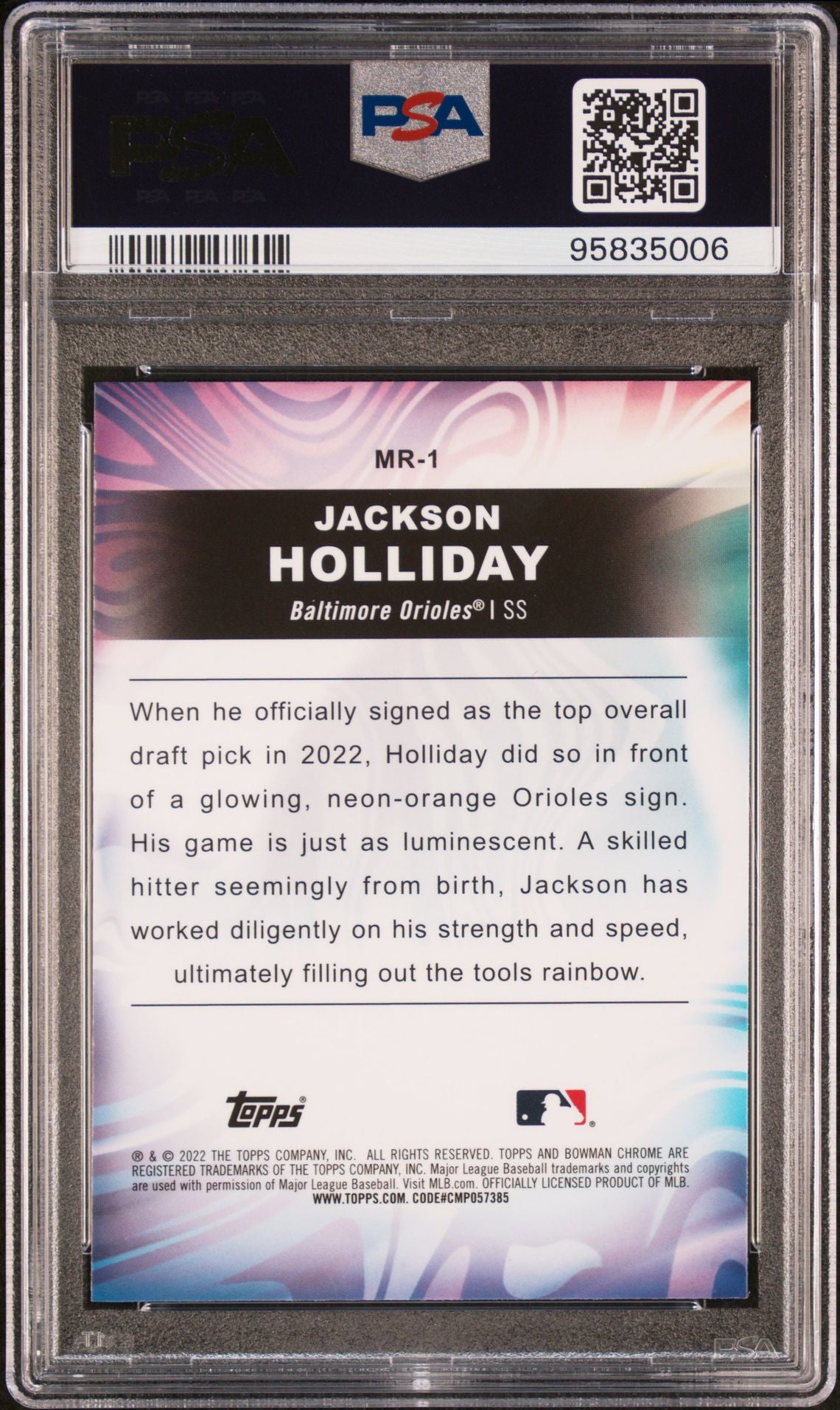 2022 Bowman Draft Mood Ring MR1 Jackson Holliday (PSA 10)