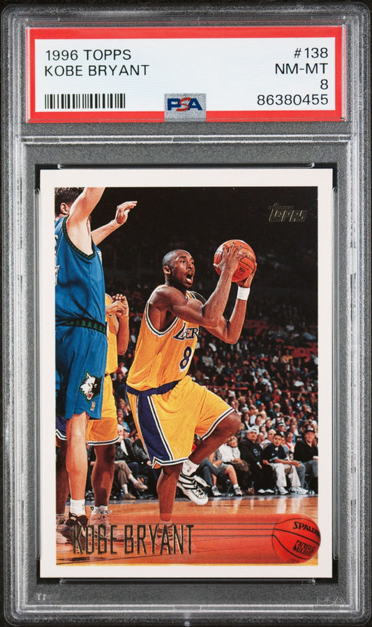 1996 Topps #138 Kobe Bryant Rookie RC (Los Angeles Lakers) PSA 8 NM-MT