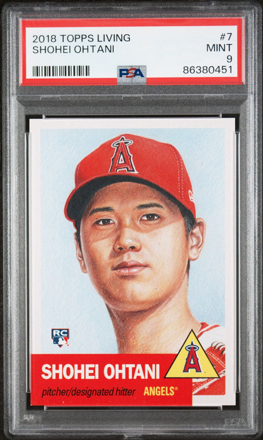 2018 Topps Living Set Card #7 "1953 Topps Design" Shohei Othani Rookie RC (Los Angeles Angels) PSA 9 Mint