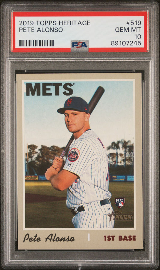 2019 Topps Heritage #519 Pete Alonso RC Rookie (New York Mets) PSA 10