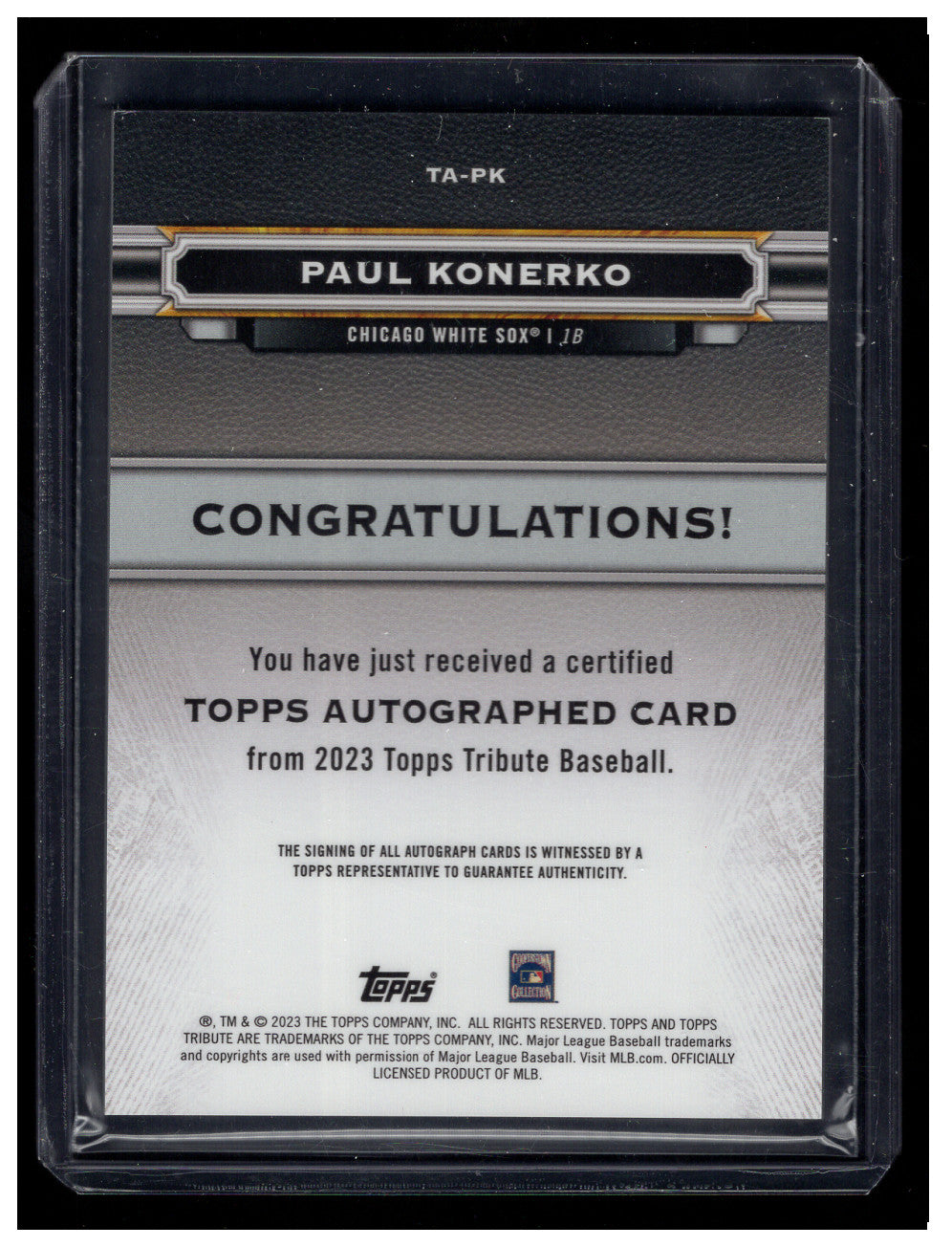 2023 Topps Tribute Autographs Blue #TAPK Paul Konerko #'d /150 (Chicago White Sox)