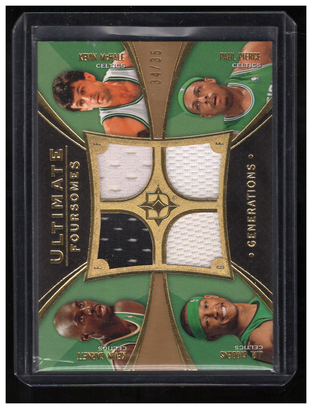 2008-09 Ultimate Foursomes Generations Patch Celtics Kevin Garnett, Paul Pierce, Kevin McHale, J.R. Giddens