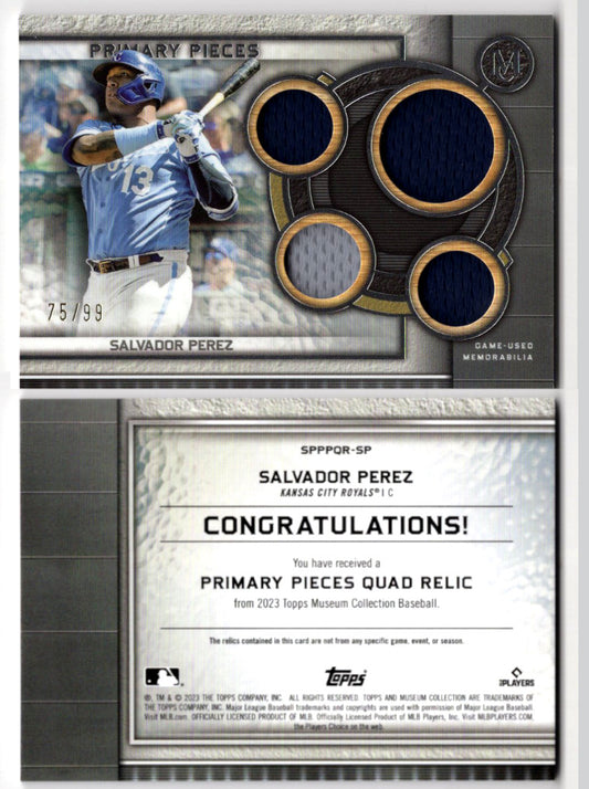 2023 Topps Museum Collection Salvador Perez "Primary PIeces Relic Card" #'d /99 (Royals)