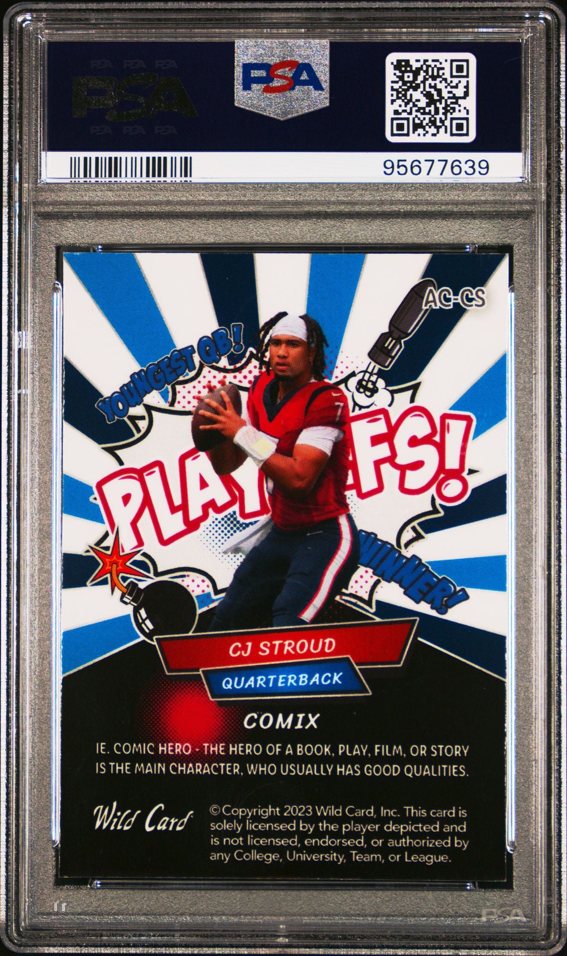 2023 Wild Card Alumination Comix CJ Stroud Playoffs White 2-Red JSY Foil-Blue/Blue PSA 10