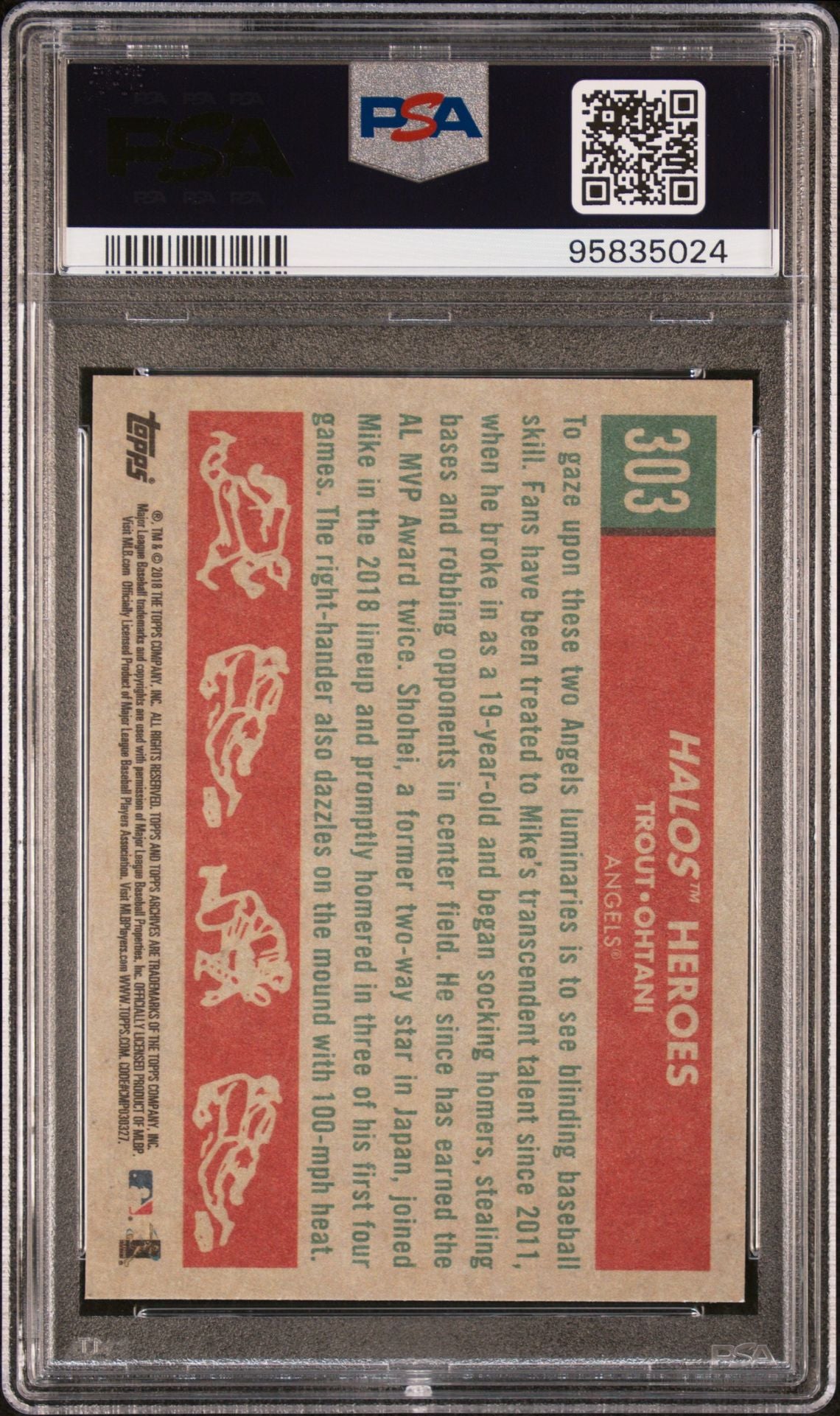 2018 Topps Archives 303 Mike Trout / Shohei Ohtani Rookie (Angels) PSA 10